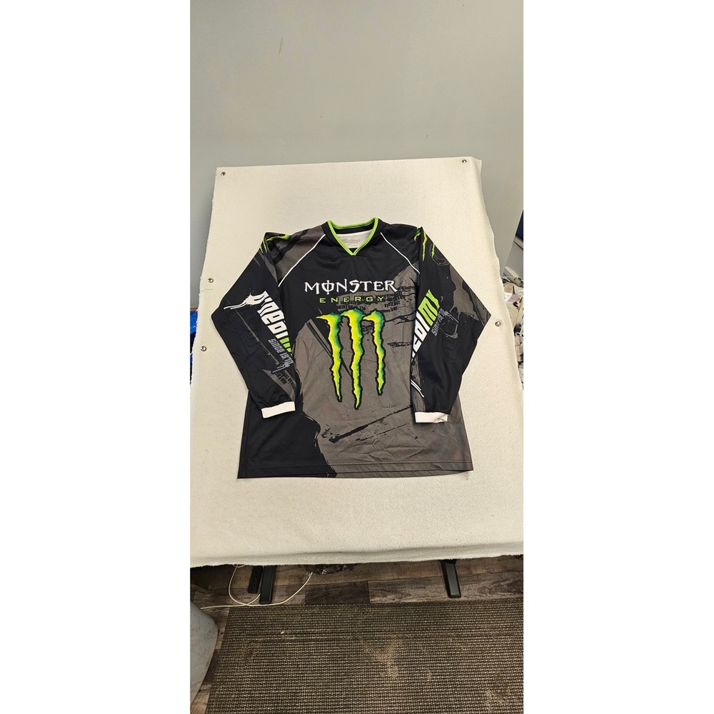 Oneal Monster Energy Motocross Jersey Mens XL Black Green Long Sleeve MX BMX